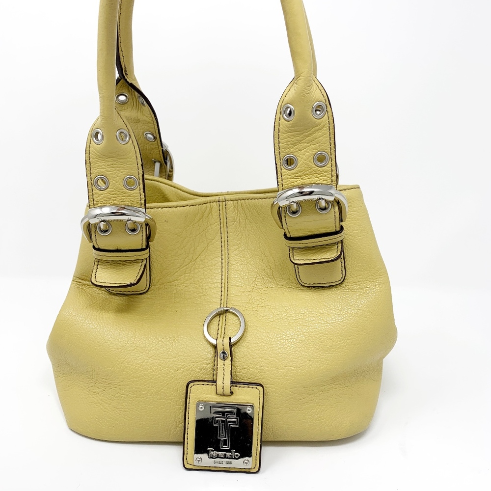 Tignanello Small Yellow Gold Leather Satchel Bag